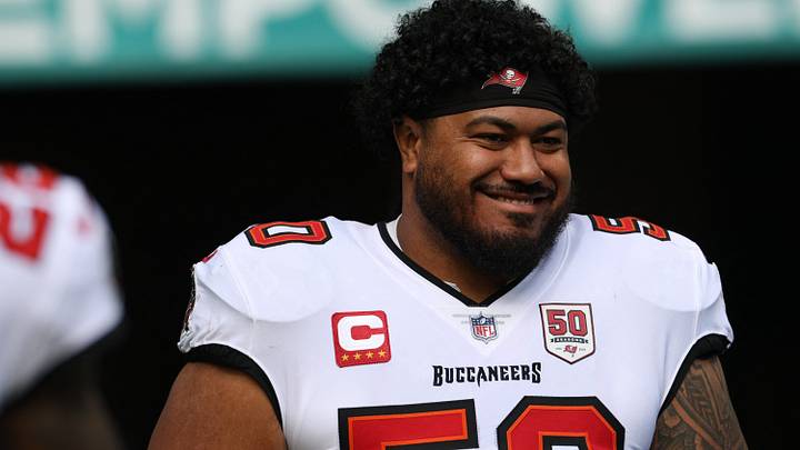 Tampa Bay Buccaneers defensive tackle Vita Vea walks out for player introductions prior to a game against the Miami Dolphins. Tampa Bay Buccaneers defensive tackle Vita Vea walks out for player introductions prior to a game against the Miami Dolphins.