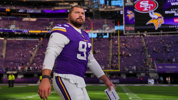Minnesota Vikings defensive tackle Harrison Phillips after the game against the Las Vegas Raiders at U.S. Bank Stadium in Minneapolis on Aug. 10, 2024.