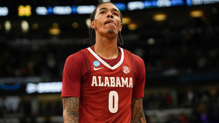 Mar 27, 2026; Chicago, IL, USA; Alabama Crimson Tide guard Labaron Philon Jr. (0) looks on after a Sweet Sixteen game of the Midwest Regional of the men's 2026 NCAA Tournament against the Michigan Wolverines at United Center. Mandatory Credit: David Banks-Imagn Images Mar 27, 2026; Chicago, IL, USA; Alabama Crimson Tide guard Labaron Philon Jr. (0) looks on after a Sweet Sixteen game of the Midwest Regional of the men's 2026 NCAA Tournament against the Michigan Wolverines at United Center. Mandatory Credit: David Banks-Imagn Images