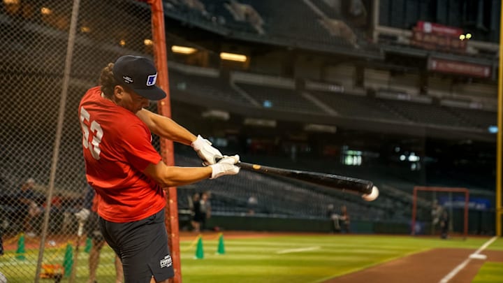 Roch Cholowsky attends the MLB Draft Combine at Chase Field in Phoenix on June 21, 2023.