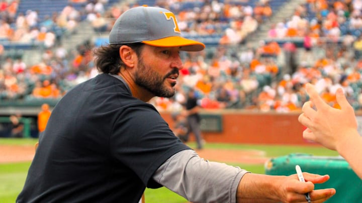 Tony Vitello signing autographs. (October 4, 2025)