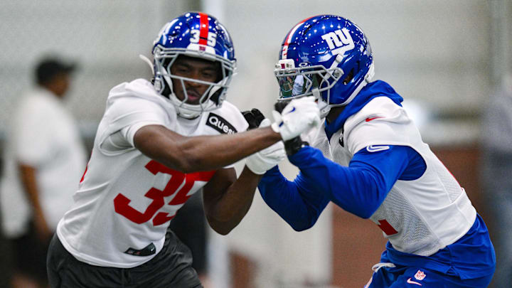 New York Giants cornerback Art Green (35) and cornerback Deonte Banks (2) New York Giants cornerback Art Green (35) and cornerback Deonte Banks (2)