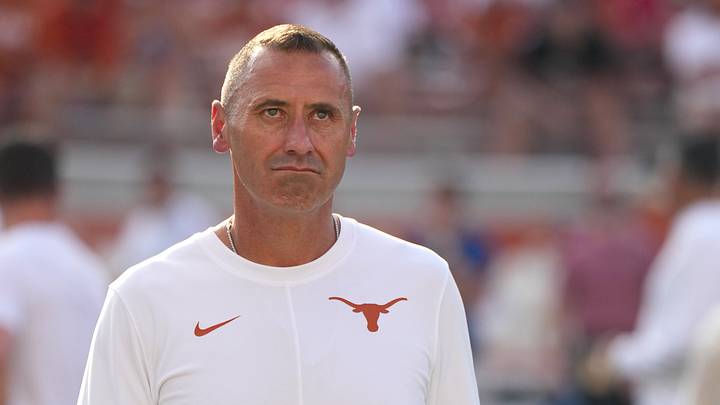 Texas Longhorns head coach Steve Sarkisian looks on before the game against the Ohio State Buckeyes at Darrell K Royal-Texas Memorial Stadium. Texas Longhorns head coach Steve Sarkisian looks on before the game against the Ohio State Buckeyes at Darrell K Royal-Texas Memorial Stadium.