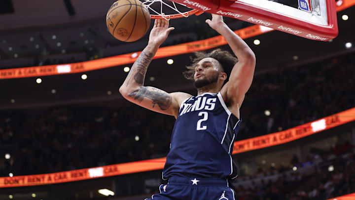 Mar 11, 2024; Chicago, Illinois, USA; Dallas Mavericks center Dereck Lively II (2) scores against