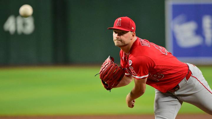 Jun 16, 2026; Phoenix, Arizona, USA; Los Angeles Angels pitcher Reid Detmers (48) throws in the first inning against the Arizona Diamondbacks at Chase Field. Mandatory Credit: Matt Kartozian-Imagn Images Jun 16, 2026; Phoenix, Arizona, USA; Los Angeles Angels pitcher Reid Detmers (48) throws in the first inning against the Arizona Diamondbacks at Chase Field. Mandatory Credit: Matt Kartozian-Imagn Images