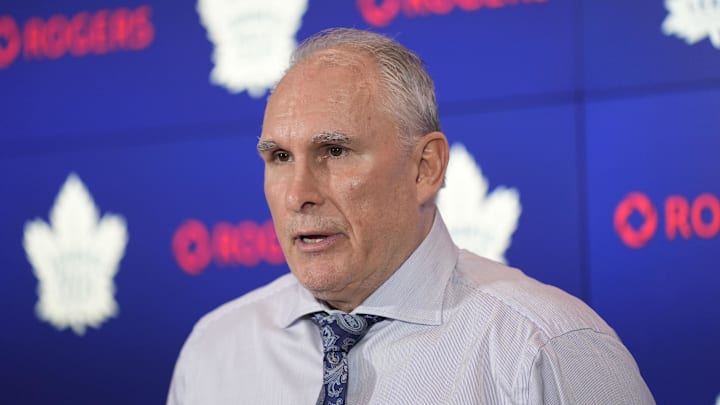 Mar 12, 2026; Toronto, Ontario, CAN; Toronto Maple Leafs head coach Craig Berube during a media conference after a win over the Anaheim Ducks at Scotiabank Arena. Mandatory Credit: John E. Sokolowski-Imagn Images