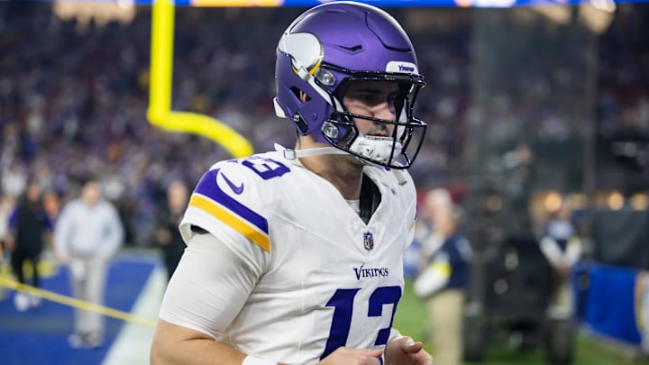 Jan 13, 2025; Glendale, AZ, USA; Minnesota Vikings quarterback Daniel Jones (13) against the Los Angeles Rams during an NFC wild card game at State Farm Stadium. Mandatory Credit: Mark J. Rebilas-Imagn Images Jan 13, 2025; Glendale, AZ, USA; Minnesota Vikings quarterback Daniel Jones (13) against the Los Angeles Rams during an NFC wild card game at State Farm Stadium. Mandatory Credit: Mark J. Rebilas-Imagn Images