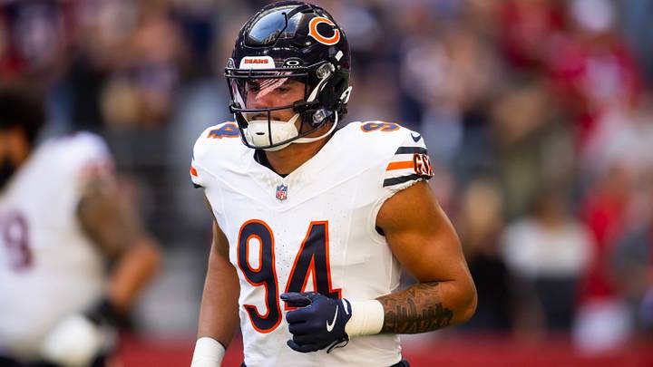 Chicago Bears defensive end Austin Booker (94) against the Arizona Cardinals at State Farm Stadium. Mandatory Credit: Mark J. Rebilas-Imagn Images Chicago Bears defensive end Austin Booker (94) against the Arizona Cardinals at State Farm Stadium. Mandatory Credit: Mark J. Rebilas-Imagn Images
