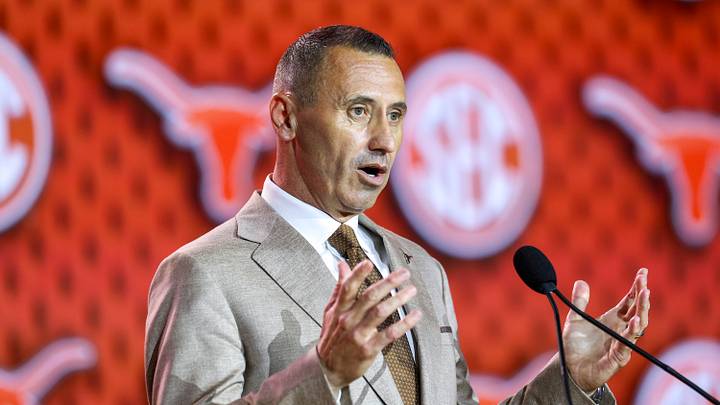 Texas Longhorns head coach Steve Sarkisian speaks to the press during SEC Football Kickoff Media Day at the Tampa Marriott. Texas Longhorns head coach Steve Sarkisian speaks to the press during SEC Football Kickoff Media Day at the Tampa Marriott.