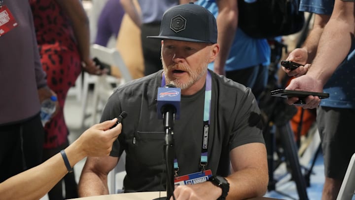 Buffalo Bills head coach Sean McDermott answers questions from the media during the NFL Annual League Meeting.