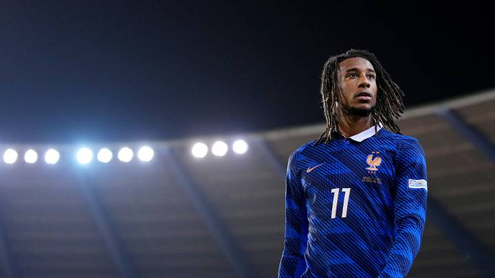 Bayern Munich winger Michael Olise in action for France during the international break.