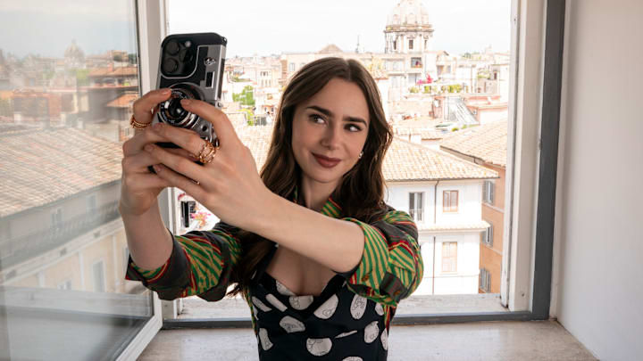 Emily in Paris. Lily Collins as Emily in episode 410 of Emily in Paris. Cr. Giulia Parmigiani/Netflix © 2024