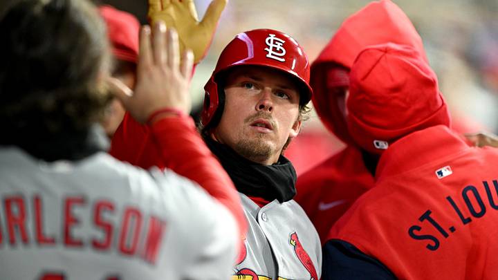 Apr 5, 2026; Detroit, Michigan, USA; St. Louis Cardinals third baseman Nolan Gorman (16) celebrates in the dugout after scoring a run against the Detroit Tigers in the fifth inning at Comerica Park. Mandatory Credit: Lon Horwedel-Imagn Images Apr 5, 2026; Detroit, Michigan, USA; St. Louis Cardinals third baseman Nolan Gorman (16) celebrates in the dugout after scoring a run against the Detroit Tigers in the fifth inning at Comerica Park. Mandatory Credit: Lon Horwedel-Imagn Images