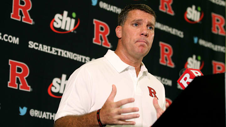 Rutgers football coach Chris Ash speaks during the media day availability Wednesday, July 31, 2019