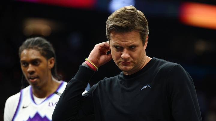 Mar 28, 2026; Phoenix, Arizona, USA; Utah Jazz head coach Will Hardy reacts against the Phoenix Suns at Mortgage Matchup Center. Mandatory Credit: Mark J. Rebilas-Imagn Images Mar 28, 2026; Phoenix, Arizona, USA; Utah Jazz head coach Will Hardy reacts against the Phoenix Suns at Mortgage Matchup Center. Mandatory Credit: Mark J. Rebilas-Imagn Images