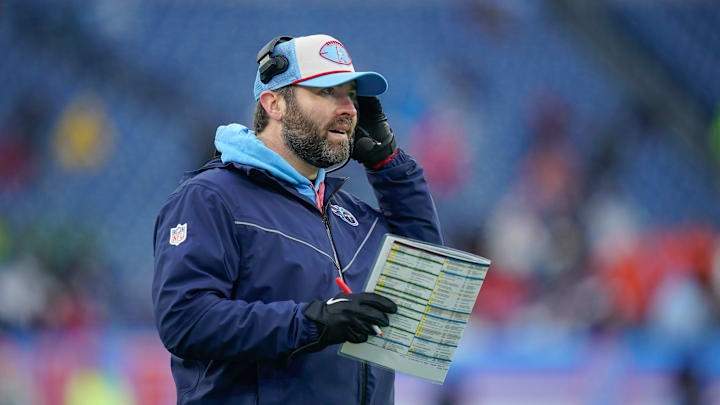 Tennessee Titans head coach Brian Callahan looks on during the fourth quarter as they play the Houston Texans at Nissan Stadium in Nashville, Tenn., Sunday, Jan. 5, 2025. Tennessee Titans head coach Brian Callahan looks on during the fourth quarter as they play the Houston Texans at Nissan Stadium in Nashville, Tenn., Sunday, Jan. 5, 2025.