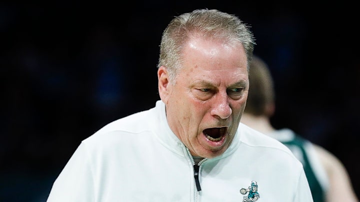 Michigan State head coach Tom Izzo reacts to a play against North Carolina during the second half of Michigan State head coach Tom Izzo reacts to a play against North Carolina during the second half of