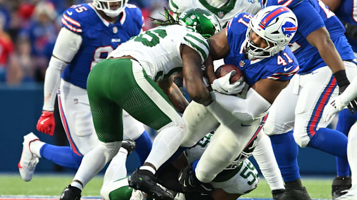 Dec 29, 2024; Orchard Park, New York, USA; Buffalo Bills fullback Reggie Gilliam (41).