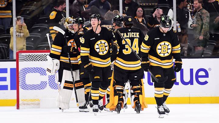 Sep 22, 2026; Boston, Massachusetts, USA;  The Boston Bruins celebrate their win over the Philadelphia Flyers at TD Garden. Mandatory Credit: Bob DeChiara-Imagn Images