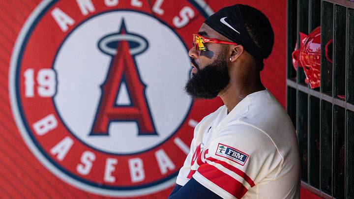 Aug 2, 2026; Anaheim, California, USA; Los Angeles Angels right fielder Jo Adell (7) during a game against the Milwaukee Brewers at Angel Stadium. Mandatory Credit: Jon Endow-Imagn Images Aug 2, 2026; Anaheim, California, USA; Los Angeles Angels right fielder Jo Adell (7) during a game against the Milwaukee Brewers at Angel Stadium. Mandatory Credit: Jon Endow-Imagn Images