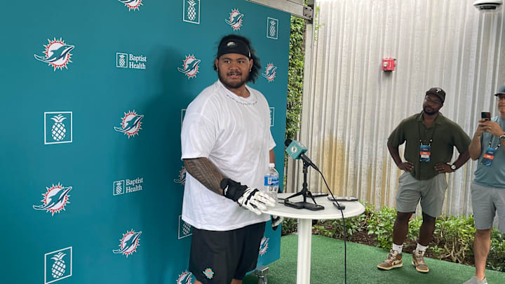 Miami Dolphins rookie Jonah Savaiinaea Miami Dolphins rookie Jonah Savaiinaea