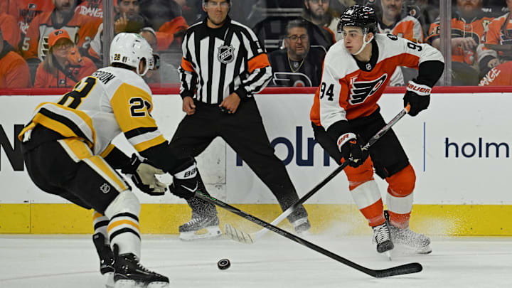 Porter Martone and the Flyers are home favorites against the Penguins in Game 4.