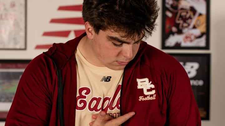 2026 Eagles commit Mac Fitzgerald during his official visit to Chestnut Hill. 2026 Eagles commit Mac Fitzgerald during his official visit to Chestnut Hill.