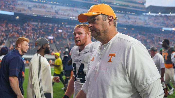 Tennessee coach Josh Heupel after a college football game between Tennessee and Auburn at Neyland Stadium in Knoxville, Tenn., on Oct. 3, 2026.