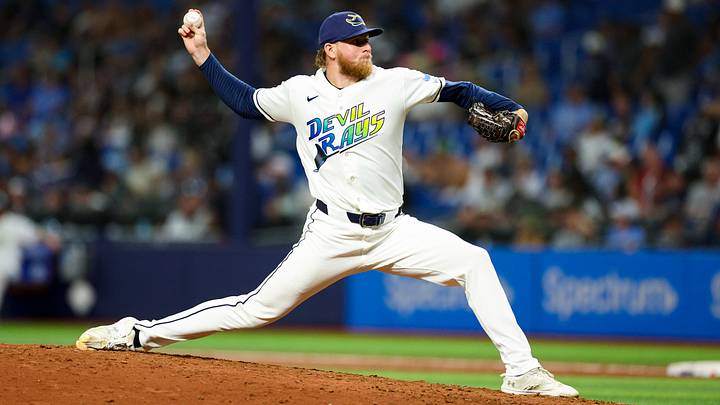 Jul 31, 2026; St. Petersburg, Florida, USA; Tampa Bay Rays pitcher Chris Roycroft (56) throws a pitch against the Chicago White Sox in the ninth inning at Tropicana Field. Mandatory Credit: Nathan Ray Seebeck-Imagn Images Jul 31, 2026; St. Petersburg, Florida, USA; Tampa Bay Rays pitcher Chris Roycroft (56) throws a pitch against the Chicago White Sox in the ninth inning at Tropicana Field. Mandatory Credit: Nathan Ray Seebeck-Imagn Images