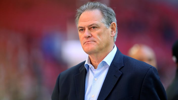 Dec 18, 2016; Glendale, AZ, USA; New Orleans Saints general manager Mickey Loomis against the Arizona Cardinals at University of Phoenix Stadium. The Saints defeated the Cardinals 48-41. Mandatory Credit: Mark J. Rebilas-Imagn Images Dec 18, 2016; Glendale, AZ, USA; New Orleans Saints general manager Mickey Loomis against the Arizona Cardinals at University of Phoenix Stadium. The Saints defeated the Cardinals 48-41. Mandatory Credit: Mark J. Rebilas-Imagn Images