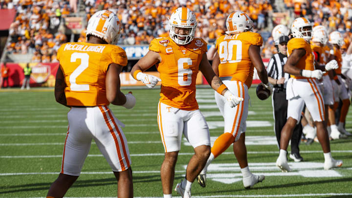 Jan 1, 2024; Orlando, FL, USA; Tennessee Volunteers linebacker Aaron Beasley (6) and defensive back