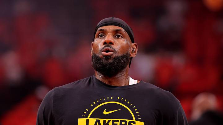 Los Angeles Lakers forward Lebron James (23) warms up prior to game six of the first round of the 2026 NBA Playoffs against the Houston Rockets at Toyota Center on May 1, 2026.