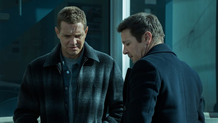 L-R: Taylor Handley as Kyle McLusky and Jeremy Renner as Mike McLusky in Mayor of Kingstown episode 1, season 4, streaming on Paramount+, 2025. Credit: Dennis P. Mong Jr./Paramount+ L-R: Taylor Handley as Kyle McLusky and Jeremy Renner as Mike McLusky in Mayor of Kingstown episode 1, season 4, streaming on Paramount+, 2025. Credit: Dennis P. Mong Jr./Paramount+