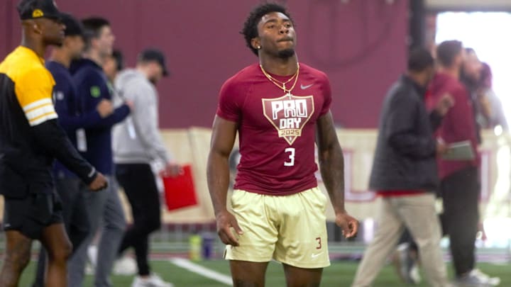 FSU football players participate in the Seminoles 2025 pro day in front of dozens of NFL scouts