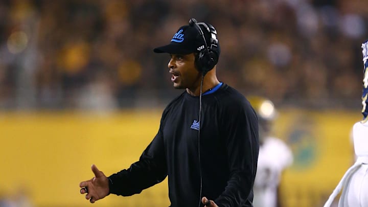 Sep 25, 2014; Tempe, AZ, USA; UCLA Bruins passing game coordinator coach Demetrice Martin against the Arizona State Sun Devils at Sun Devil Stadium. Mandatory Credit: Mark J. Rebilas-Imagn Images