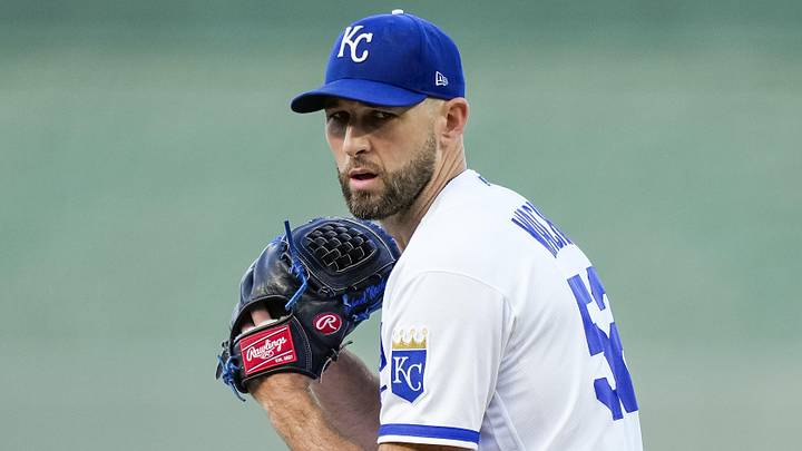 May 20, 2026; Kansas City, Missouri, USA; Kansas City Royals starting pitcher Michael Wacha (52) pitches during the second inning against the Boston Red Sox at Kauffman Stadium. Mandatory Credit: Jay Biggerstaff-Imagn Images