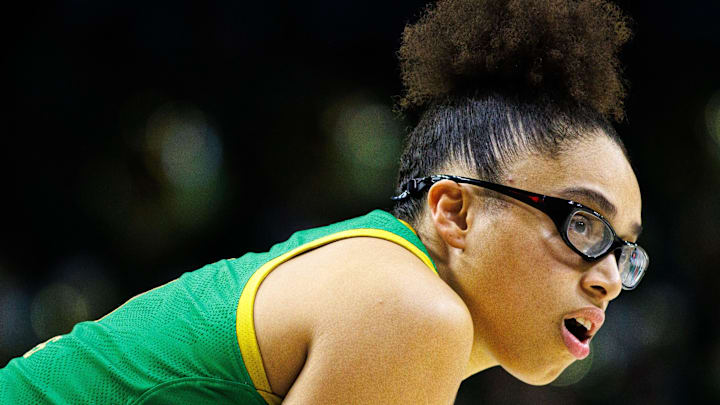 Notre Dame guard Olivia Miles (5) waits for the start of play after a timeout during a NCAA women's basketball game between No. 8 Notre Dame and No. 2 UConn at Purcell Pavilion on Thursday, Dec. 12, 2024, in South Bend.