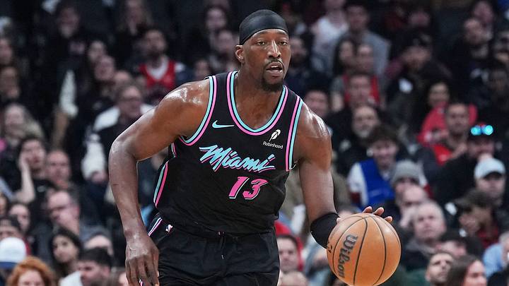 Apr 7, 2026; Toronto, Ontario, CAN; Miami Heat center Bam Adebayo (13) dribbles the ball up court against the Toronto Raptors during the first quarter at Scotiabank Arena. Mandatory Credit: Nick Turchiaro-Imagn Images Apr 7, 2026; Toronto, Ontario, CAN; Miami Heat center Bam Adebayo (13) dribbles the ball up court against the Toronto Raptors during the first quarter at Scotiabank Arena. Mandatory Credit: Nick Turchiaro-Imagn Images