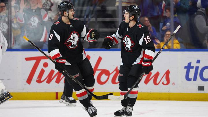 Buffalo Sabres forwards Josh Norris and Peyton Krebs Buffalo Sabres forwards Josh Norris and Peyton Krebs