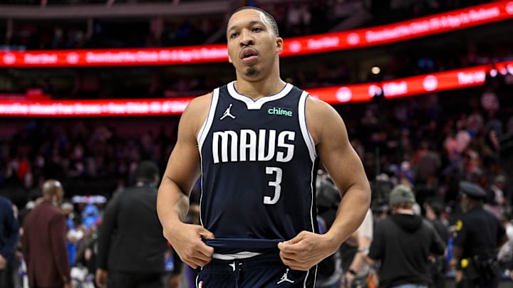 Jan 27, 2024; Dallas, Texas, USA; Dallas Mavericks forward Grant Williams (3) walks off the court