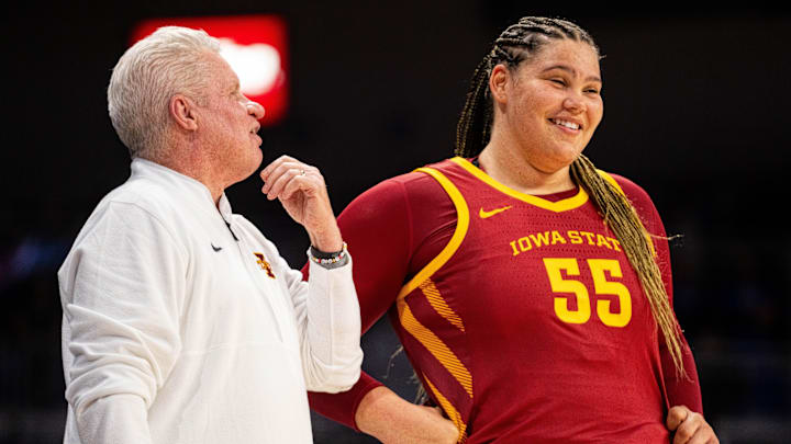 Iowa State’s Audi Crooks (right) has averaged 27.6 points per game this season and dropped 30 points against Northern Illinois on Sunday.