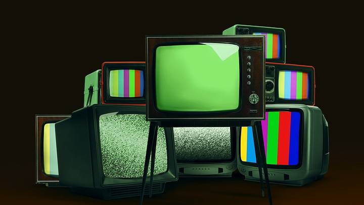Color TVs on black background Color TVs on black background