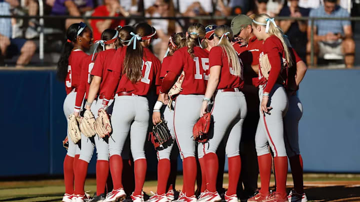 Alabama softball team huddle at Samford- April 14, 2026 Alabama softball team huddle at Samford- April 14, 2026