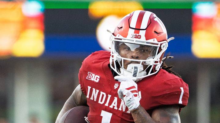 Indiana's Turbo Richard (1) runs during the Indiana versus Western Kentucky football game at Memorial Stadium on Saturday, Sept. 19, 2026. Indiana's Turbo Richard (1) runs during the Indiana versus Western Kentucky football game at Memorial Stadium on Saturday, Sept. 19, 2026.