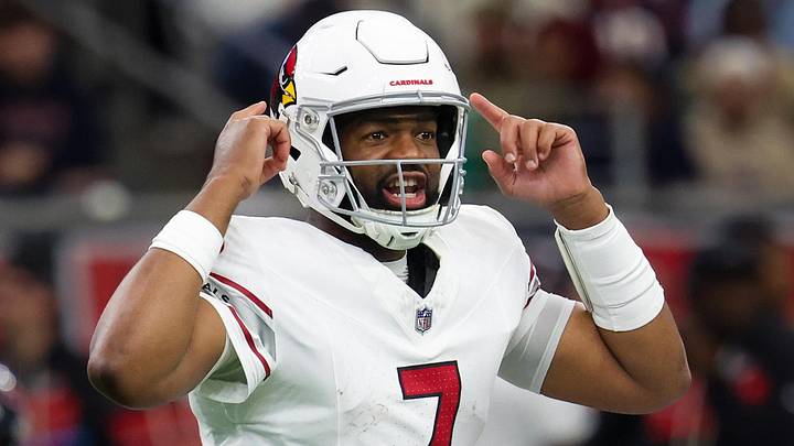 Dec 14, 2025; Houston, Texas, USA; Arizona Cardinals quarterback Jacoby Brissett (7) calls an audible against the Houston Texans in the third quarter at NRG Stadium. Mandatory Credit: Thomas Shea-Imagn Images