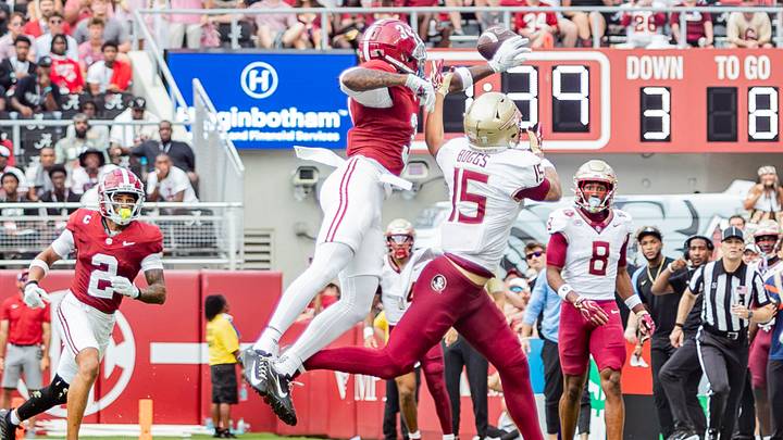 Alabama Defensive Back Keon Sabb breaks up a pass in the first half of the game against FSU on Sept 19, 2026. Alabama Defensive Back Keon Sabb breaks up a pass in the first half of the game against FSU on Sept 19, 2026.