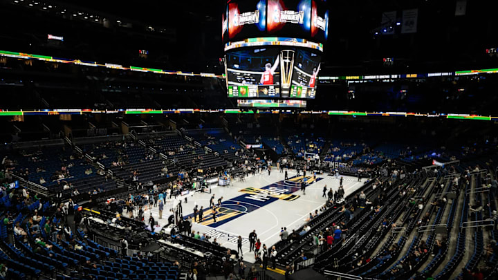 The Orlando Magic's 2023-24 NBA In-Season Tournament court inside the then-Amway Center.