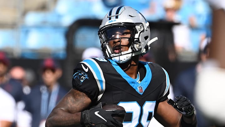 Terrace Marshall Jr. (88) after making a catch in the second quarter at Bank of America Stadium. Terrace Marshall Jr. (88) after making a catch in the second quarter at Bank of America Stadium.