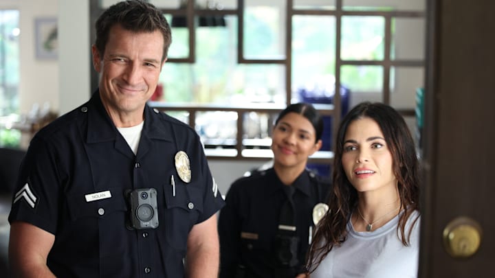 THE ROOKIE - ÒStrike BackÓ - In the aftermath of the assaults in the explosive season five finale, the team must now try to understand why they were targeted and if there is a bigger plan in place. Meanwhile, Nolan must survive his last shift before his wedding to Bailey. TUESDAY, FEB. 20 (9:00-10:00 p.m. EST), on ABC. (Disney/Raymond Liu)
NATHAN FILLION, LISSETH CHAVEZ, JENNA DEWAN