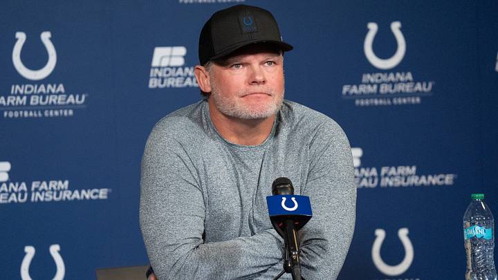 Indianapolis Colts General Manager Chris Ballard speaks with media Thursday, Jan. 8, 2026, at the Colts practice facility in Indianapolis.